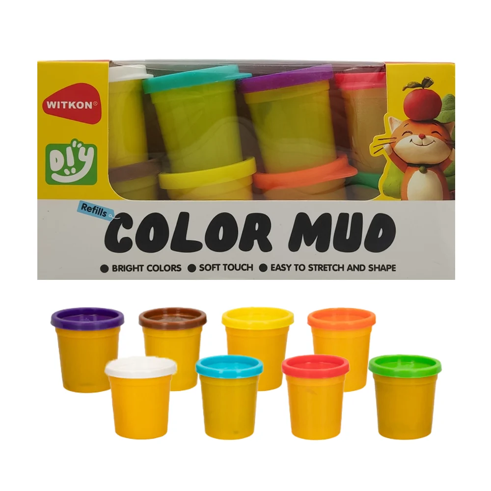 Paquete con 8 masas plastilina moldeable witkon de diversos colores / color mud / gpm-10861