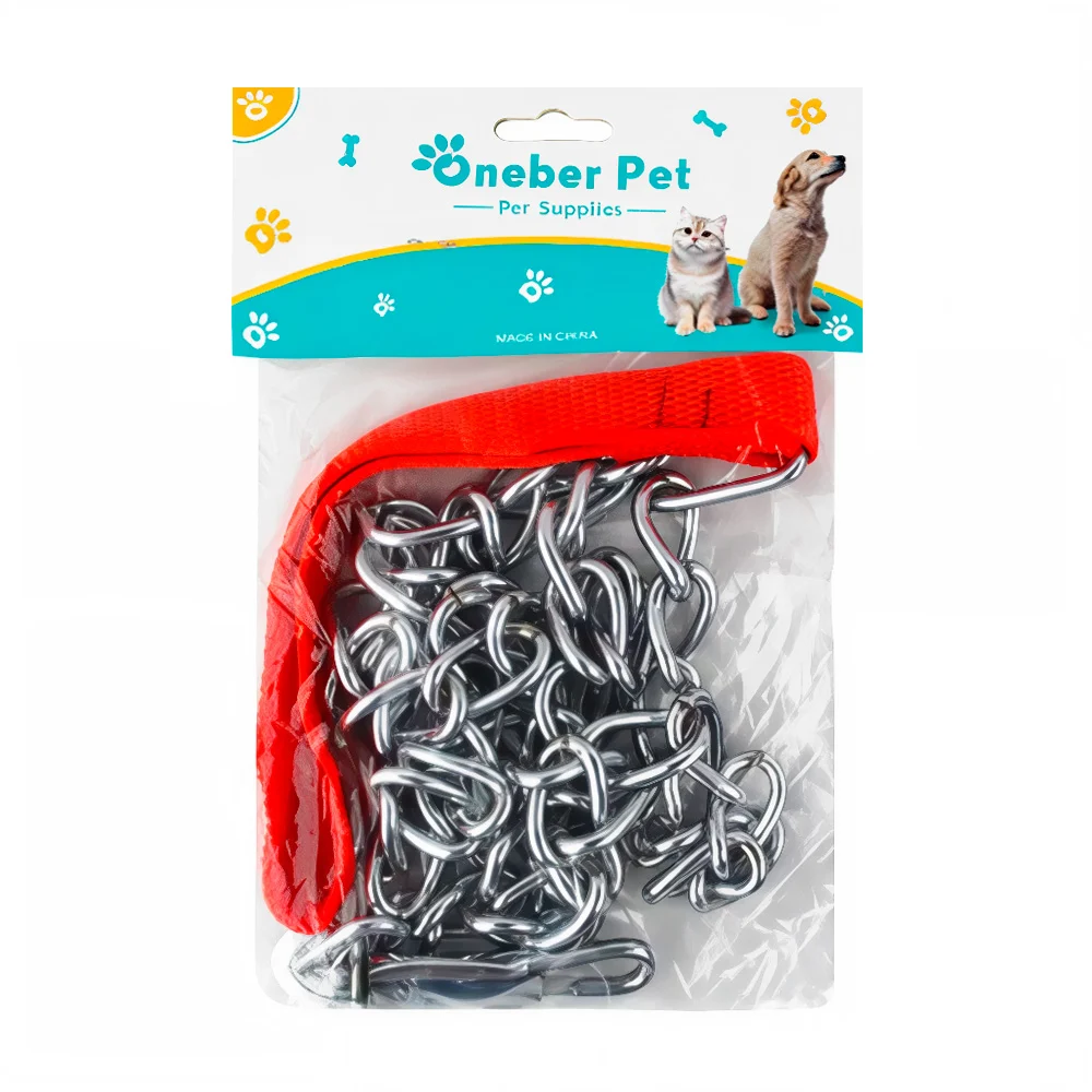 Cadena de acero inoxidable de 1.47m de largo, 1.5cm de grosor y agarradera de tela para mascotas / oneber pet / gpm-3818