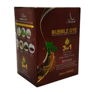 Caja con 10 sobres de shampoo 3 en 1 con tinte para el cabello y extr…