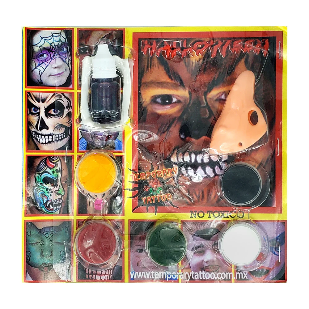 Maquillaje de Halloween grande con 5 pinturas de colores y accesorios de monstruos / hw-1087 / x-2 / x287