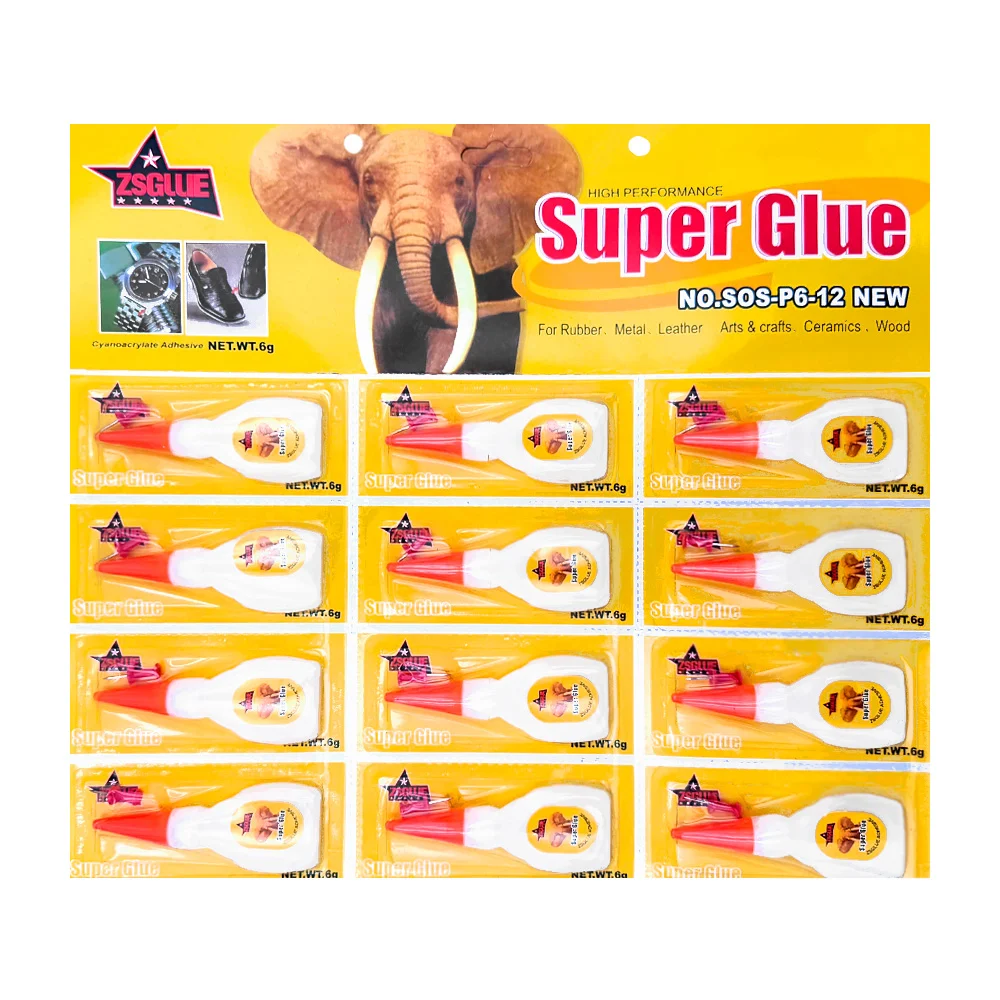 Blíster con 12 pegamentos líquidos super glue, 12x6g / zsglue / h1449