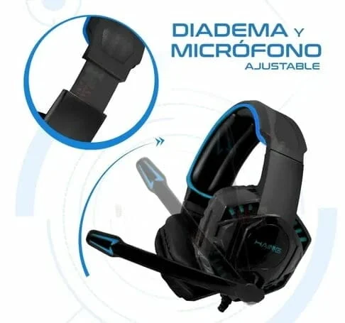 Audífonos de diadema gamer alámbricos bicolor, con micrófono e iluminación led / hg-1