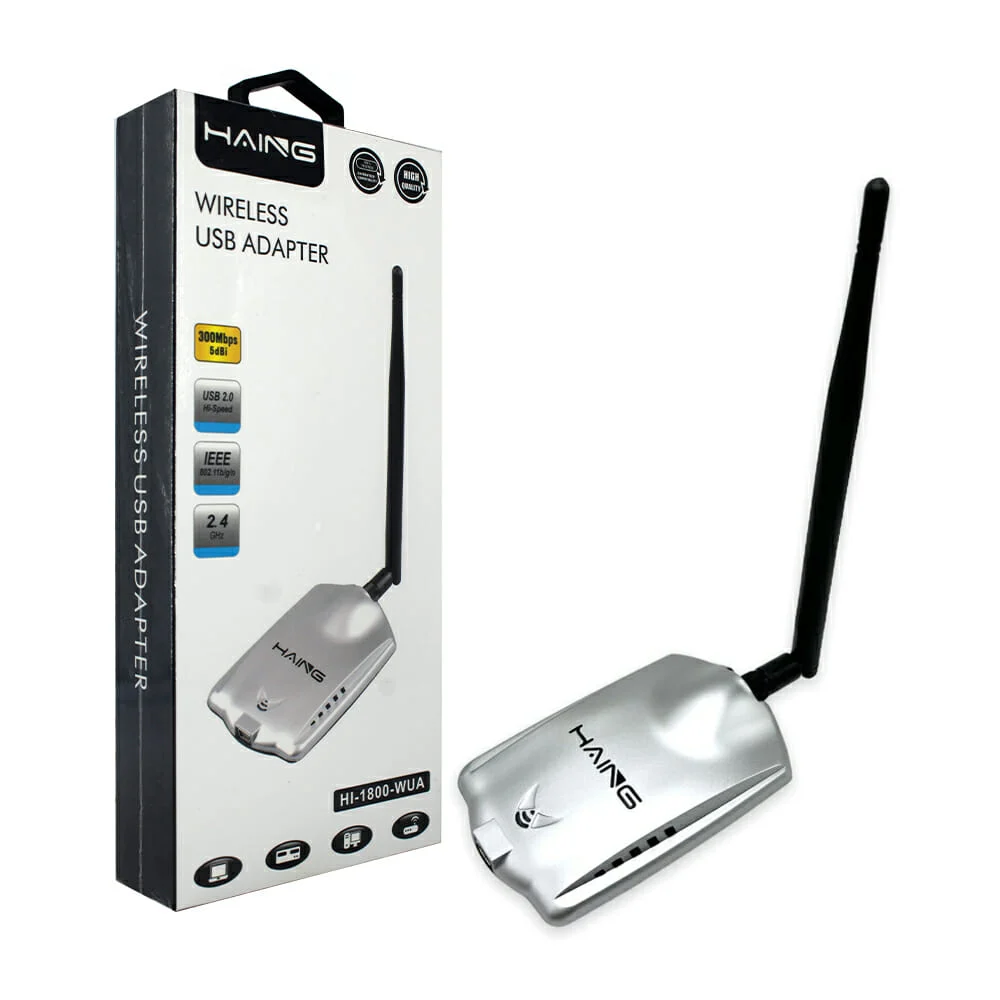 Antena wifi haing con adaptador usb 2.0, 300mbps, 2.4ghz / hi-1800-wua