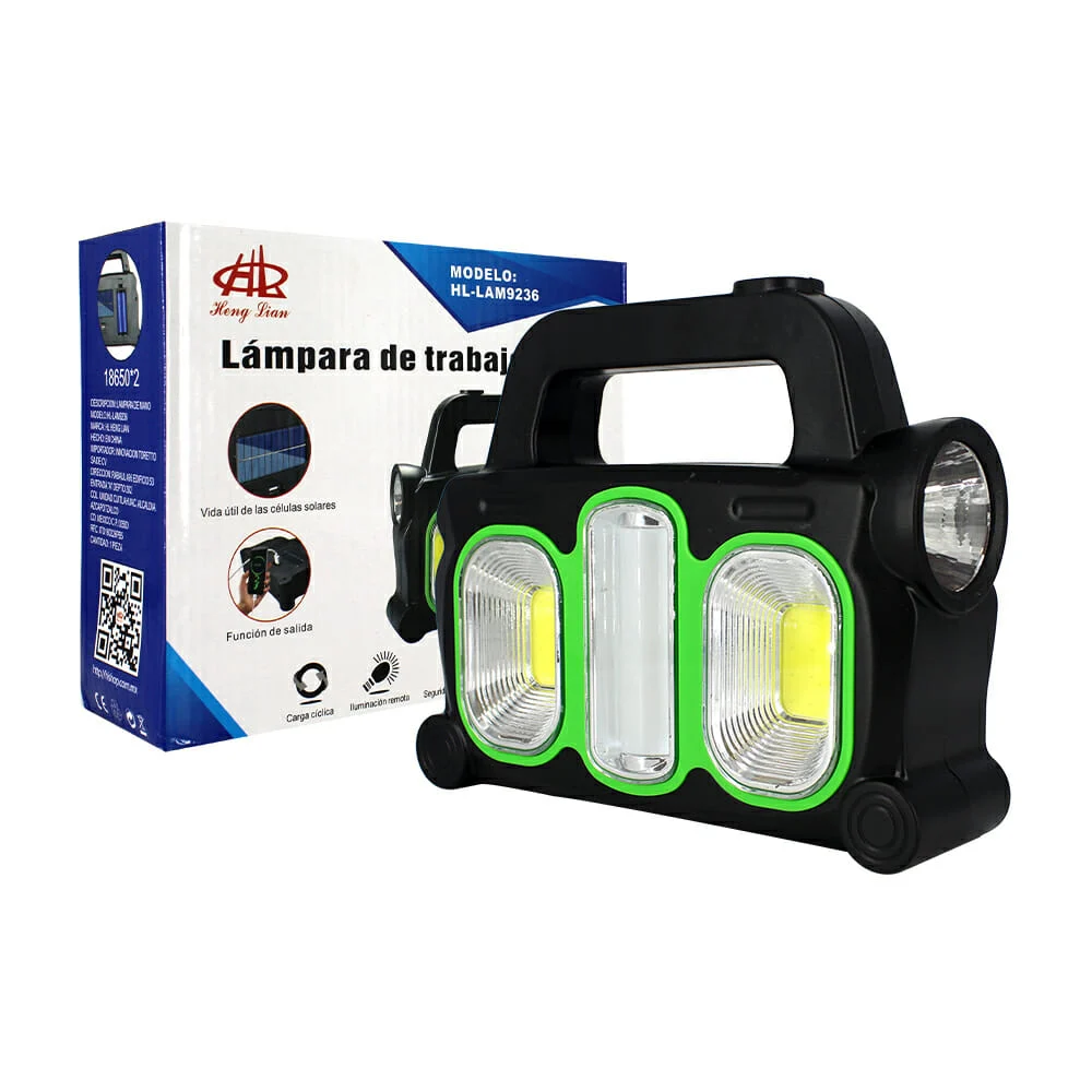 Lámpara de trabajo solar + cable de carga hl-lam9236