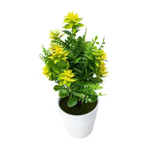 Maceta redonda decorativa con pasto y árbol artificial 28cm / hl-yh22…