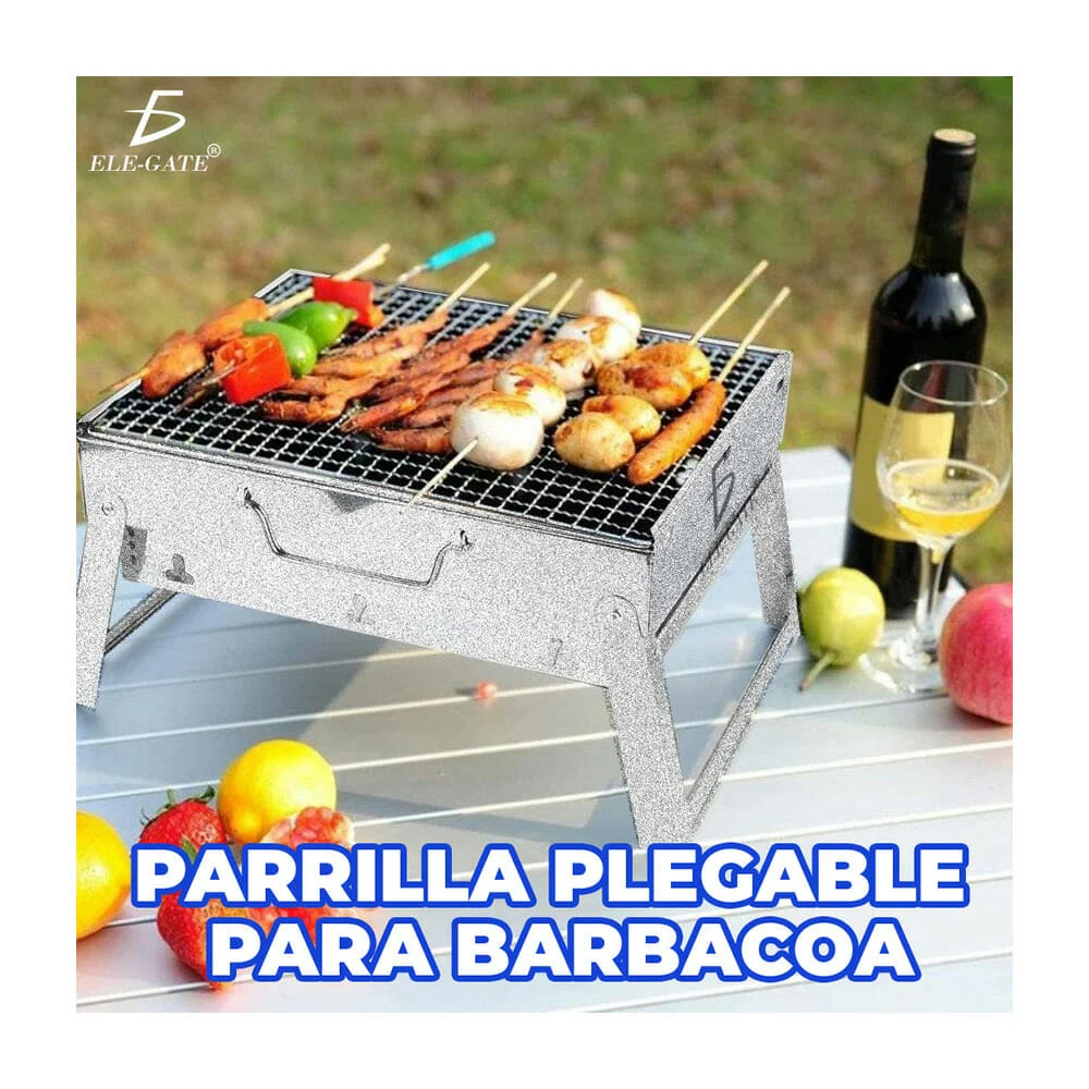 Brasero parrilla asador rectangular portátil ele-gate de acero inoxidable 35x27.5cm / hog.146