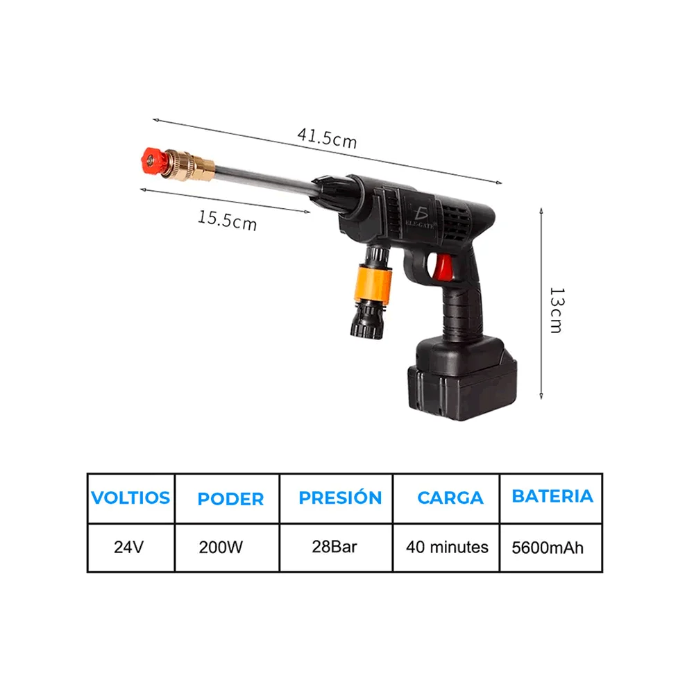 Pistola hidro-lavadora para lavado de coches, inalámbrica con batería de litio / hog.151