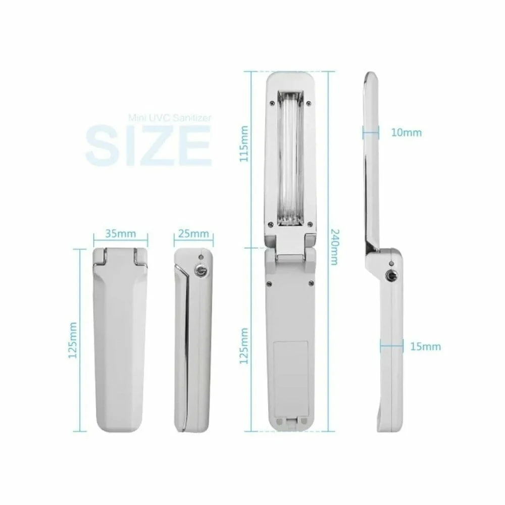 Lámpara sanitizante portátil uv batería y usb de mano / hog24