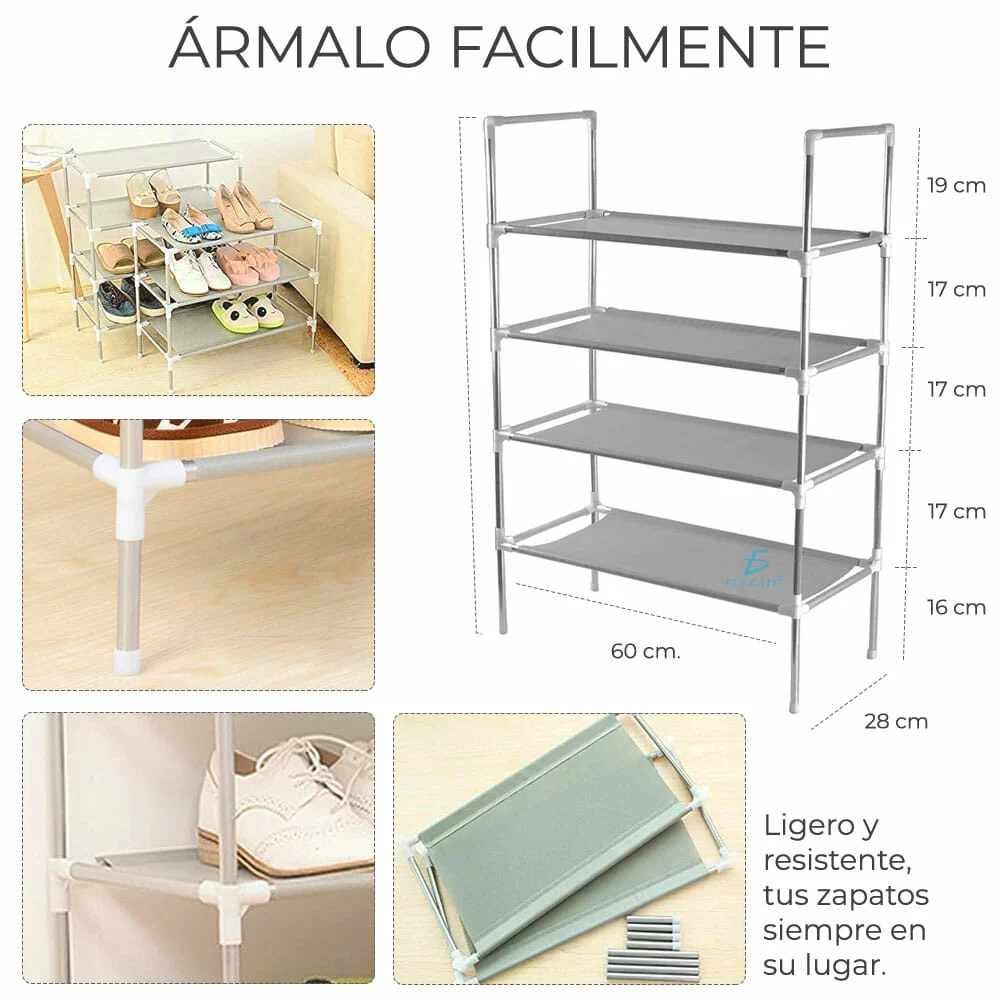 Zapatero metálico 4 niveles hog.76.4