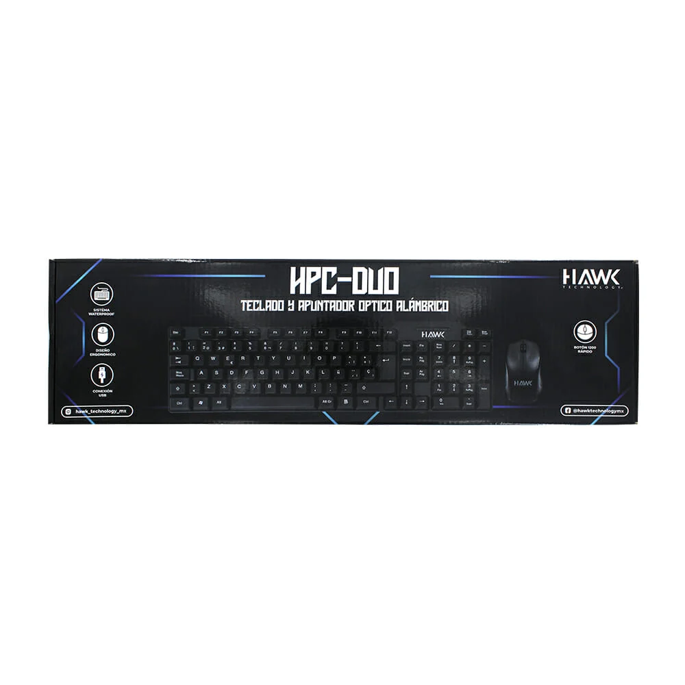 Combo teclado y mouse alámbricos con diseño ergonómico / hpc-duo