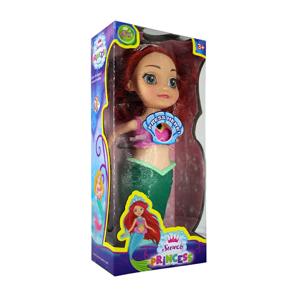 Muñeca articulada de juguete con luz, sonido y diseño de sirena con corona / sweet princess / ht88336