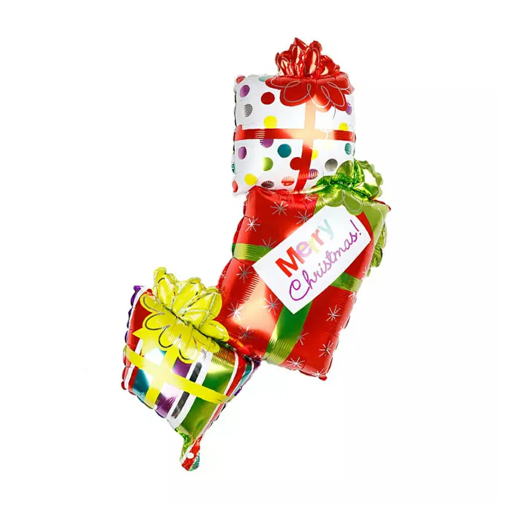 1pza Globo metálico en forma de 3 cajas navideñas de regalo 124cm / hw-1264-2