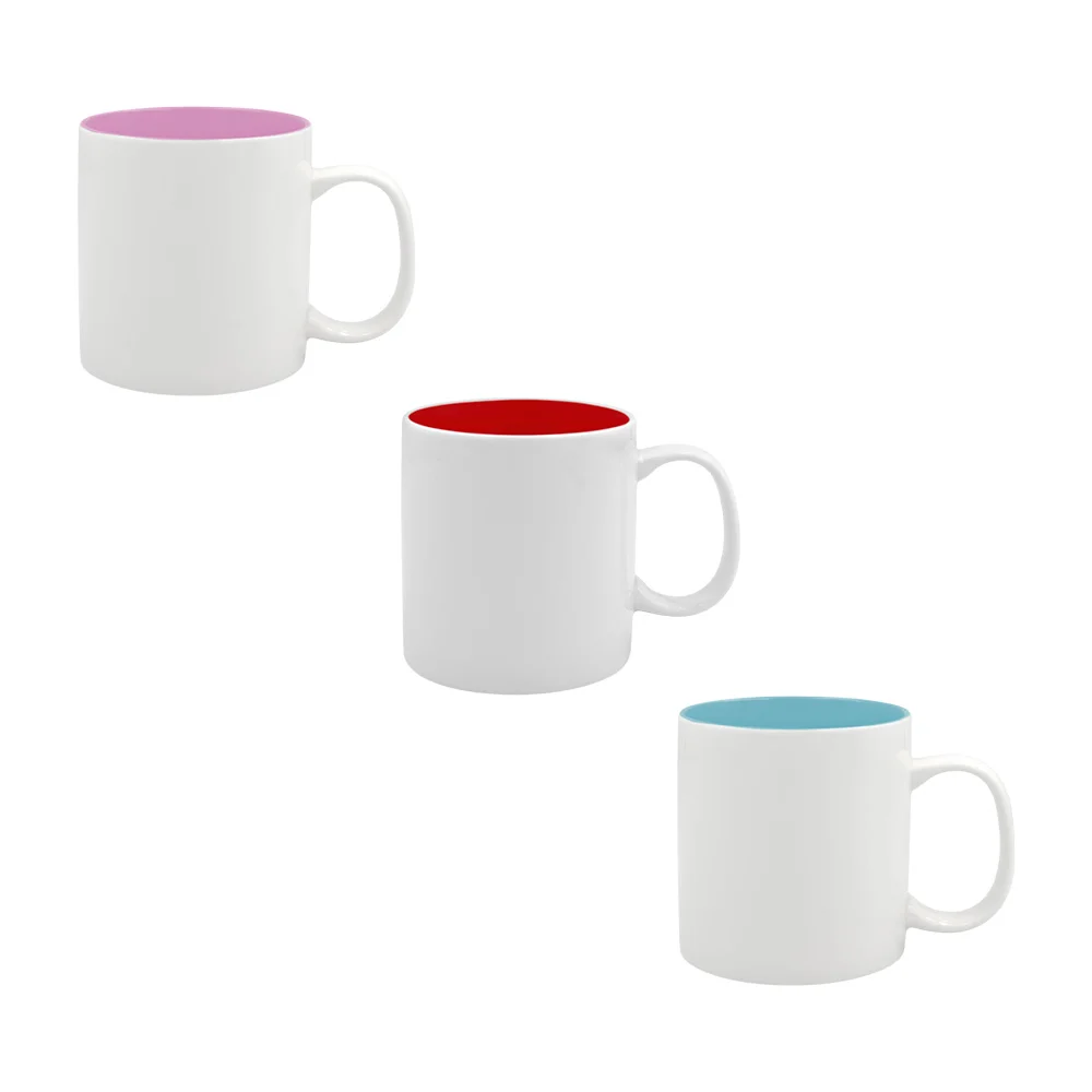 Taza de cerámica lisa de 9.5cm con color interno, variedad / hw61734