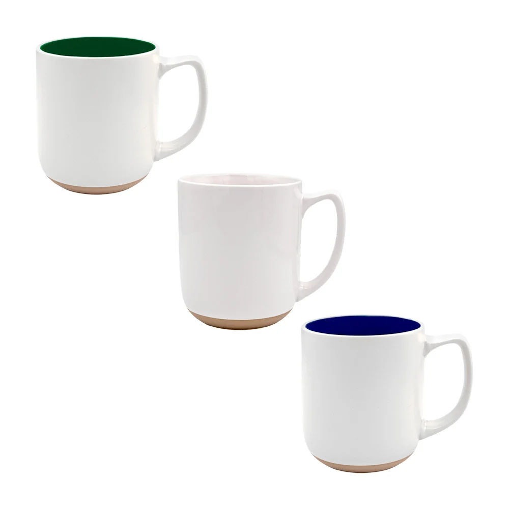 Taza de cerámica grande lisa con color interno y base café, variedad / hw61737