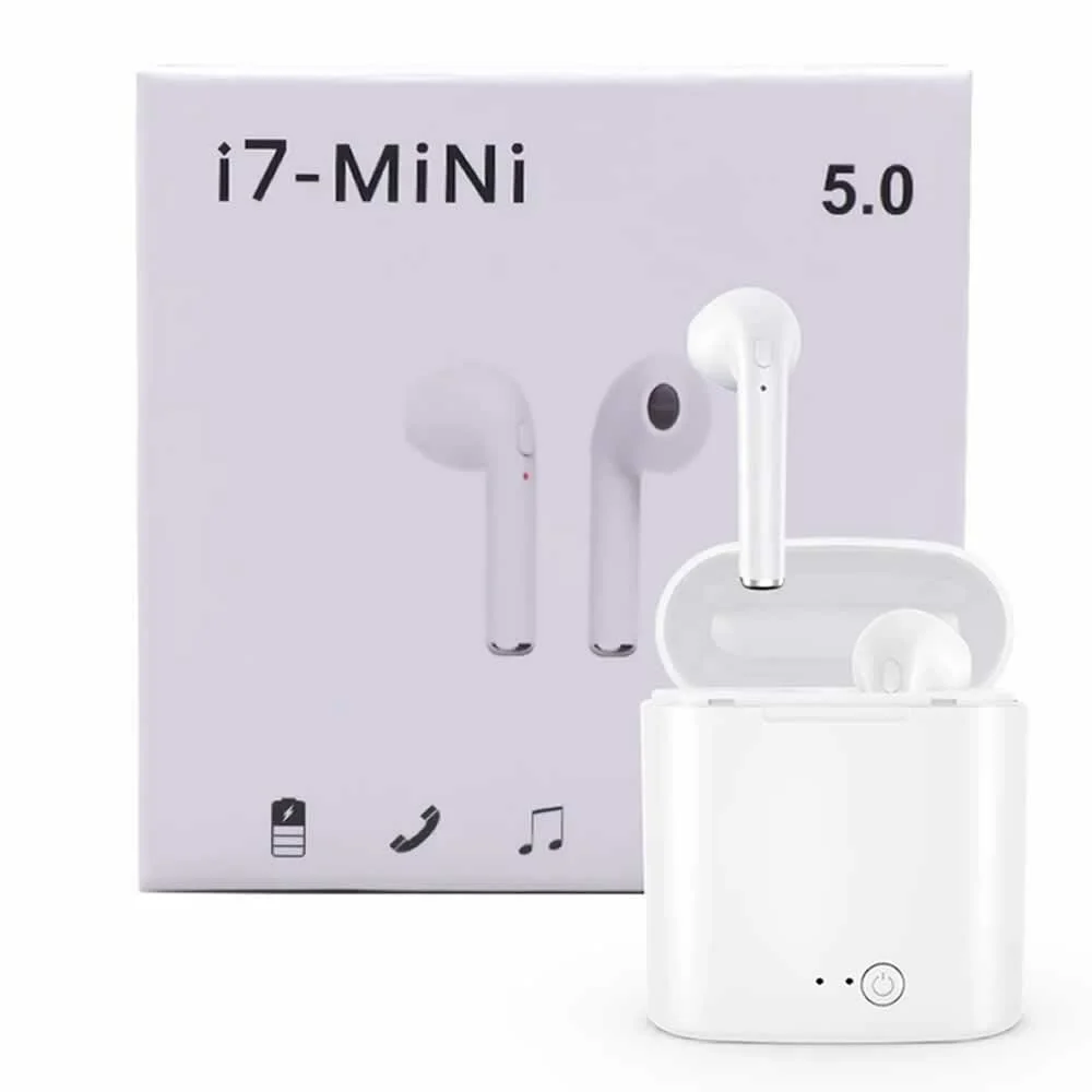 Audífonos inalámbricos estilo earphones con estuche de carga cuadrado / i7-mini / i7