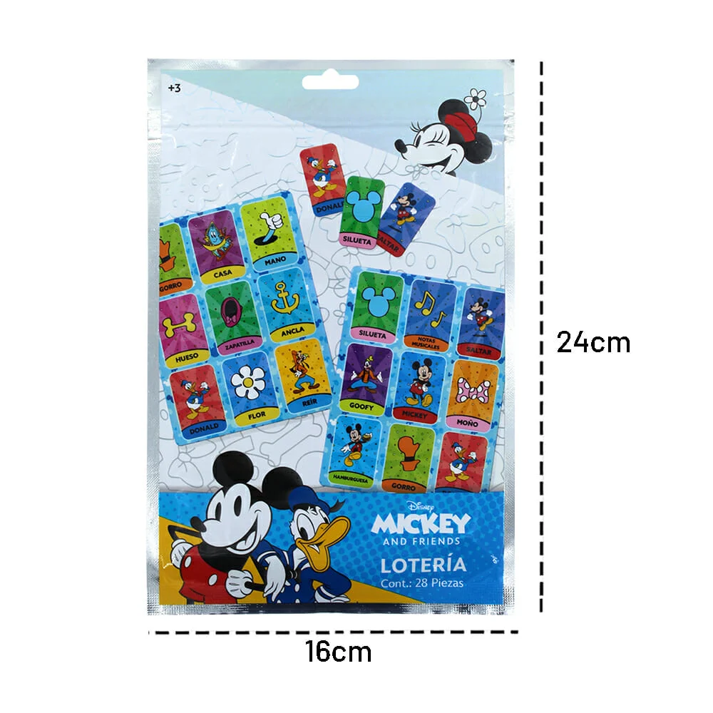 Juego de mesa, lotería con diseño de mickey and friends, 28 pzas, j-lt15