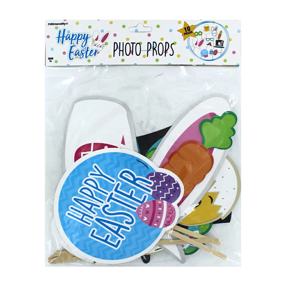 Paquete de 10 photo props euro novelty con temática de pascua / jipppc10