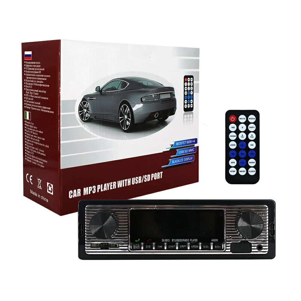 Auto estéreo bluetooth reproductor de música mp3 estilo retro + control remoto sx-5513