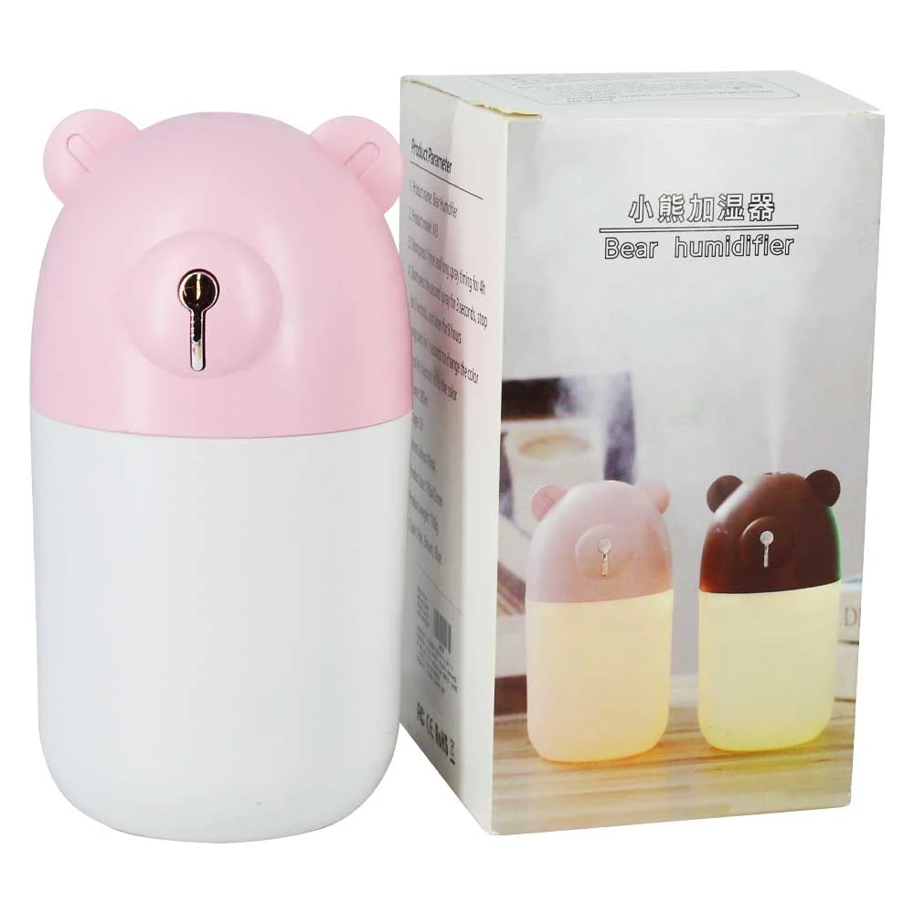 Humidificador ultrasónico con forma de cabeza de oso - osito y luz led, variedad de colores / jsq-326 / jsq190 / bear humidifier