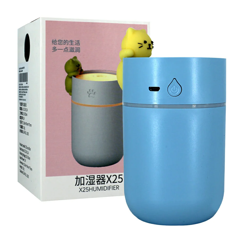 Humidificador de ambiente cilíndrico con luz led y figura de gato decorativa / jsq360 / x25 humidifier