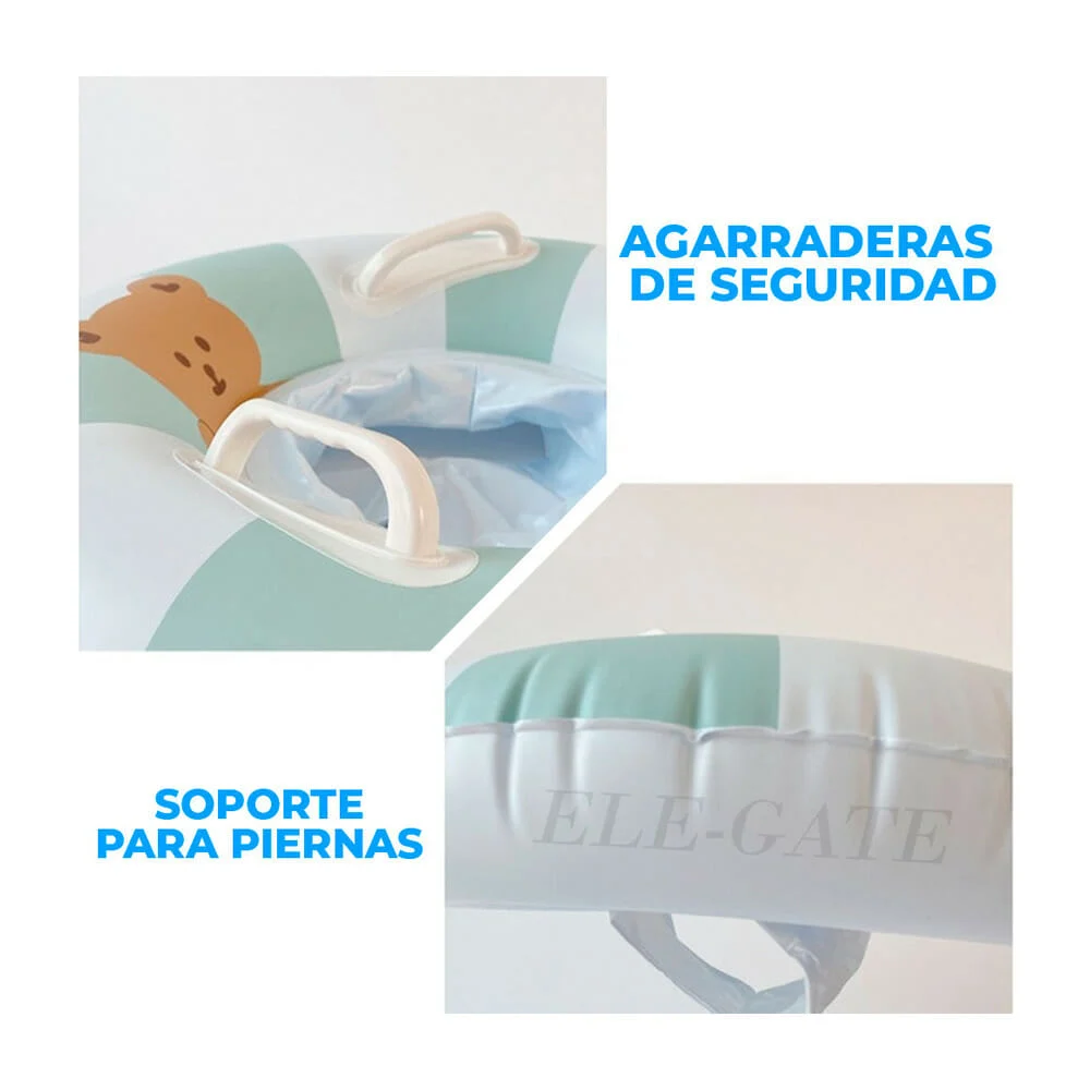 Salvavidas dona con doble asa, soporte para piernas y diseño estampado de oso 60cm / jug.24.oso