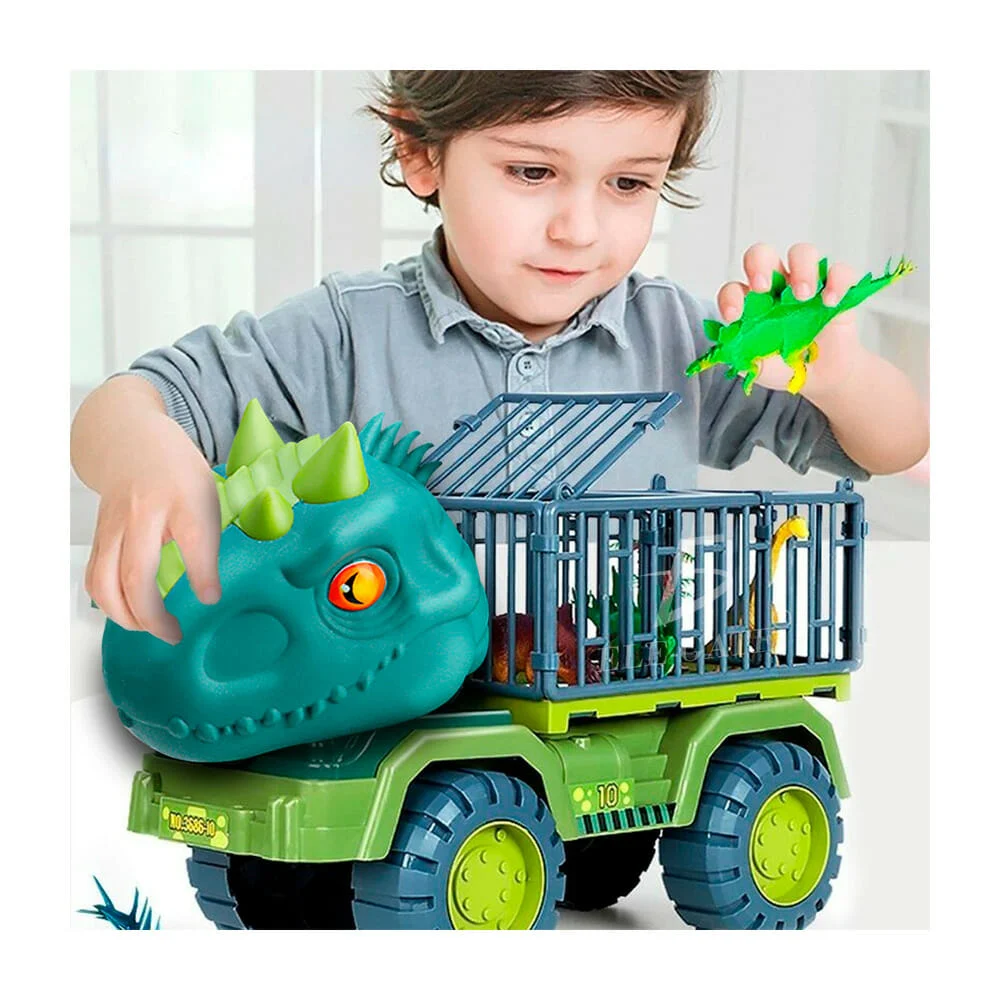 Carro dinosaurio transportador con dinos...
