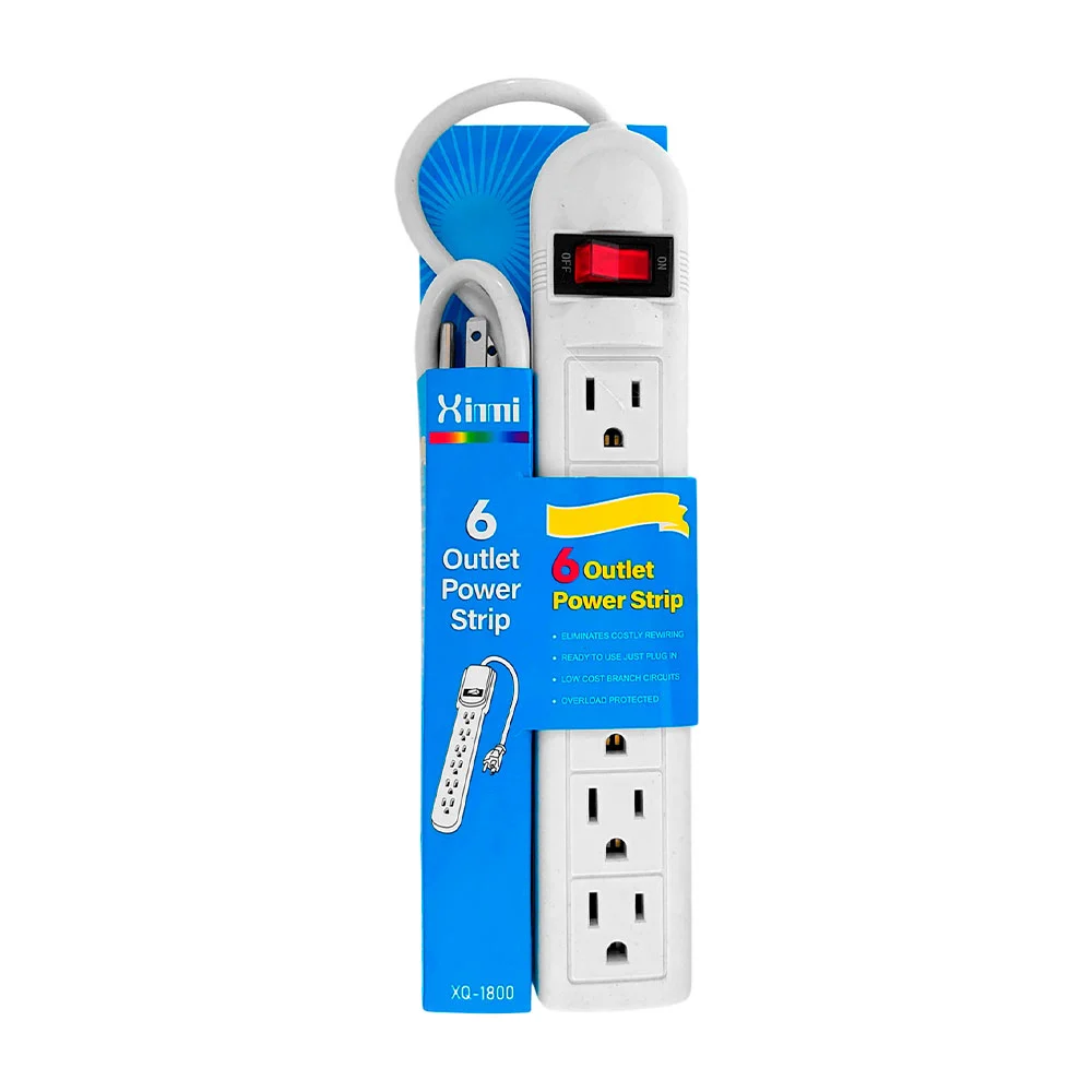 Barra multicontactos con 6 conectores y boton de encendido o apagado / xq-1800