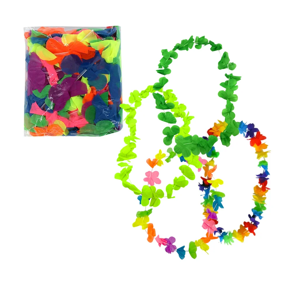 Paquete 12 collares hawaianos con flores tropicales / hwn-d-005 / tt-1373
