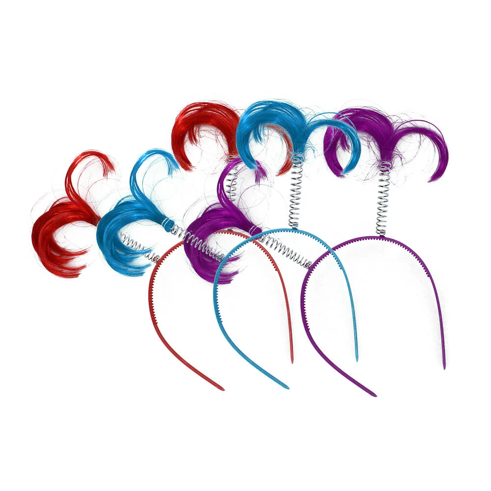 1pza Diadema para fiesta de colitas con mechones y resorte, variedad de colores / k-79