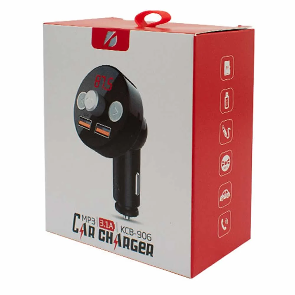 Transmisor bluetooth para automóvil con 2 puertos usb y pantalla digital / kcb-906 / car charger