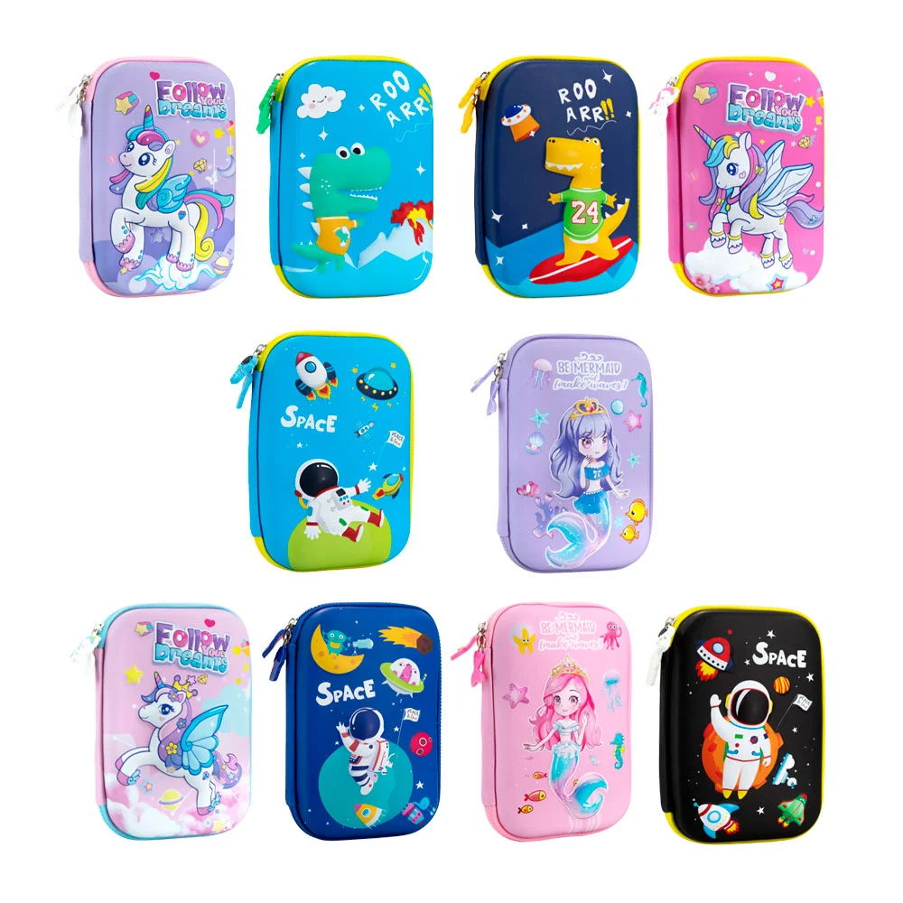 Estuche rectangular con relieve, cierres...