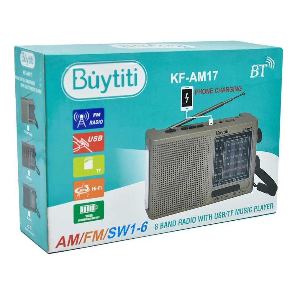 Bocina radio buytiti de 8 bandas radio con lámpara y panel solar / kf-am17