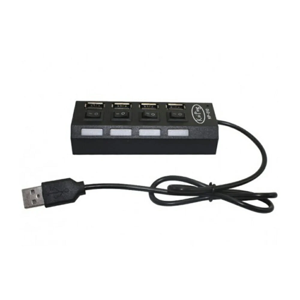 Hub de 4 entradas usb 2.0, con salida usb, switches controladores e iluminación led, variedad de usos / kp-010