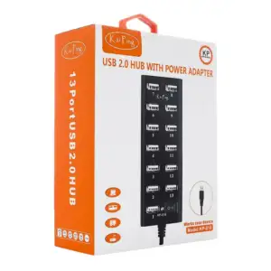 Hub de 13 entradas usb 2.0 para computadoras windows y/o macos / kp-0…