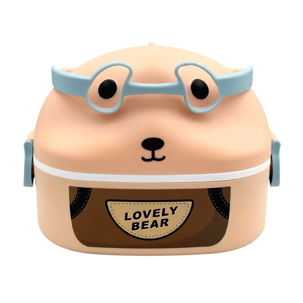 1pza Tupper con forma de animal animado, asa agarradera, 1 compartimiento y cubierto de plástico, variedad de usos / lovely bear / kpbl-005