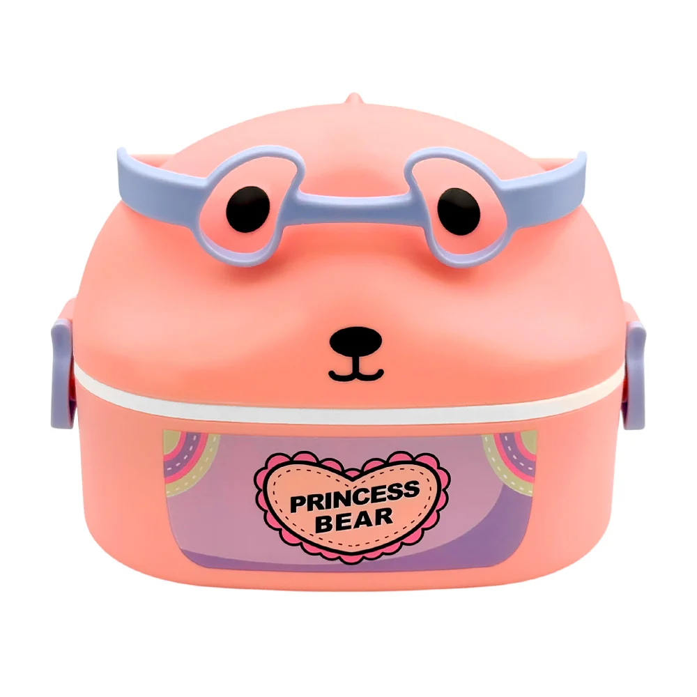 1pza Tupper montable con diseño de animal animado, con asa agarradera, mini tupper cuadrado y cubierto de plástico, variedad de usos / princess bear 