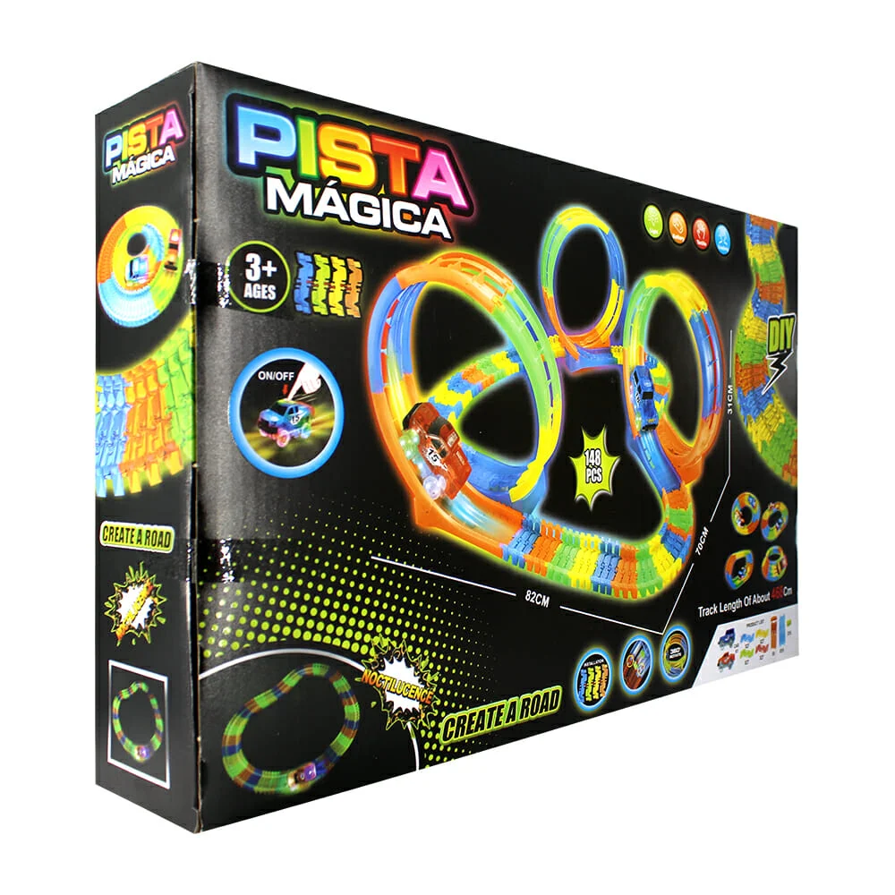 Pista mágica con luz de 148 pzas - 468cm de longitud / kq212114