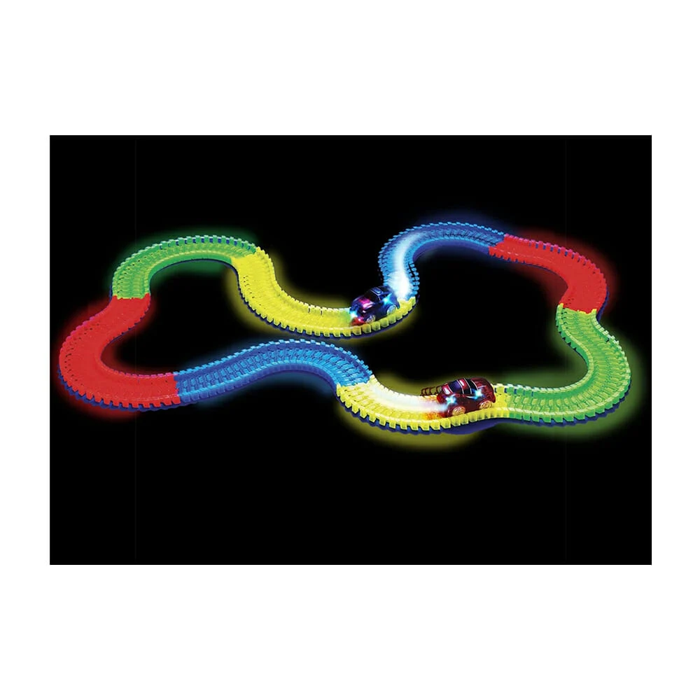 Pista mágica luminosa + carrito con luces, 217 pzas, 300cm / kq212119
