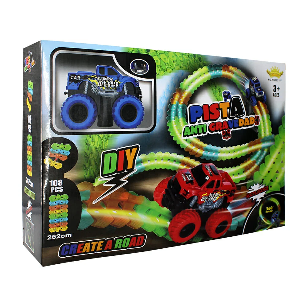 Pista anti gravedad 2.62mt y carrito recargable con diseño / kq222197
