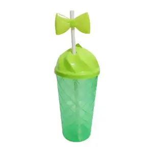 Vaso translúcido de plástico con diseño de helado y popote con moño, …