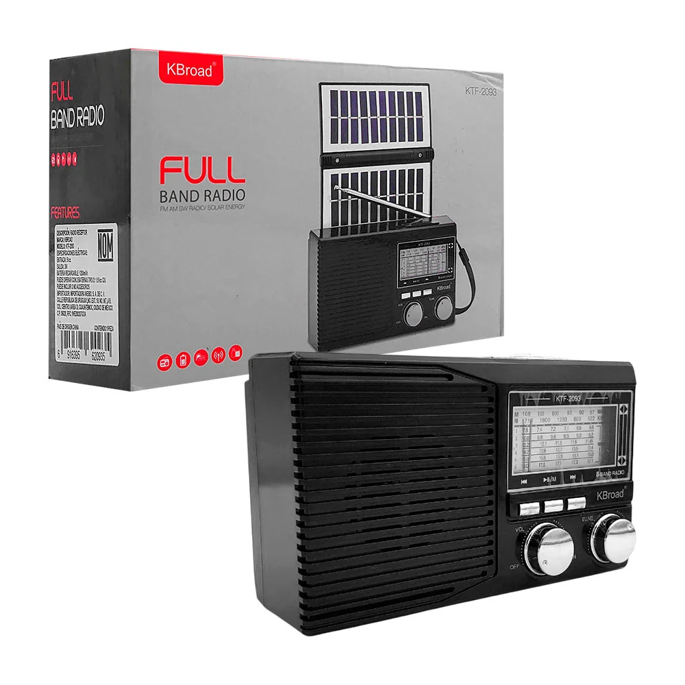 1pza Bocina inalámbrica rectangular con asa agarradera, función de radio, antena y panel solar plegable, variedad de funciones / kboard / ktf-2093 / full band radio