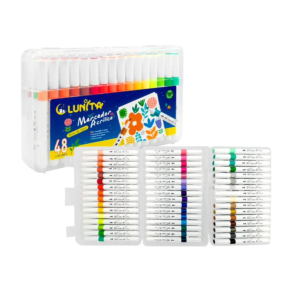 Estuche con 48 marcadores de acrílico p...