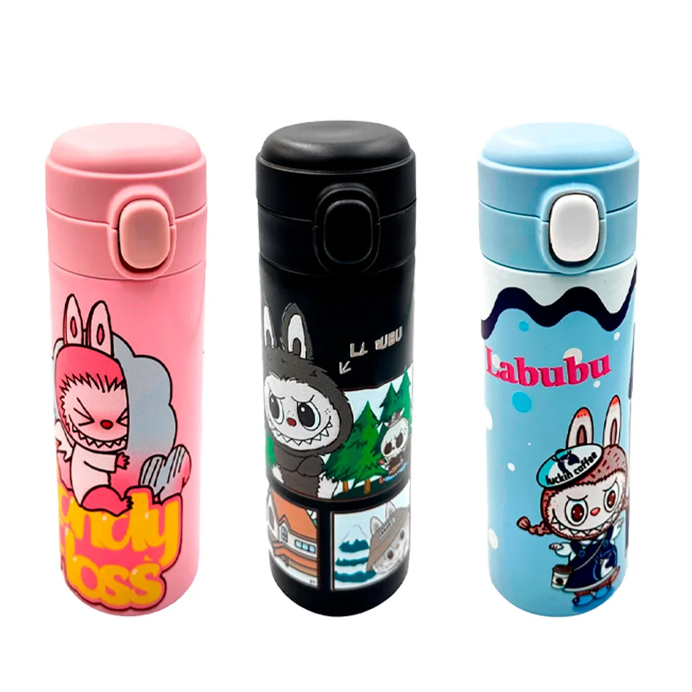 Termo de acero inoxidable con tapa y estampado de labubu, variedad de colores / vacuum cup / lbb-011