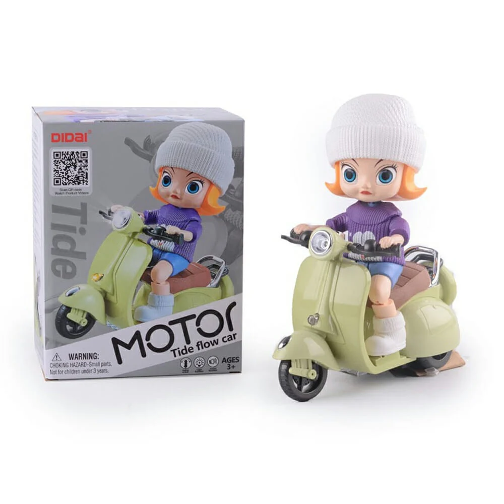 Motocicleta pequeña de juguete con muñeca, luz y sonido / ld-165a