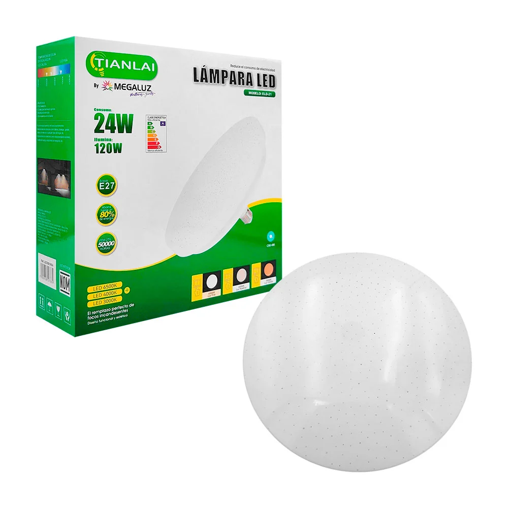 Lámpara led redonda 24w, luz 120w, dise...