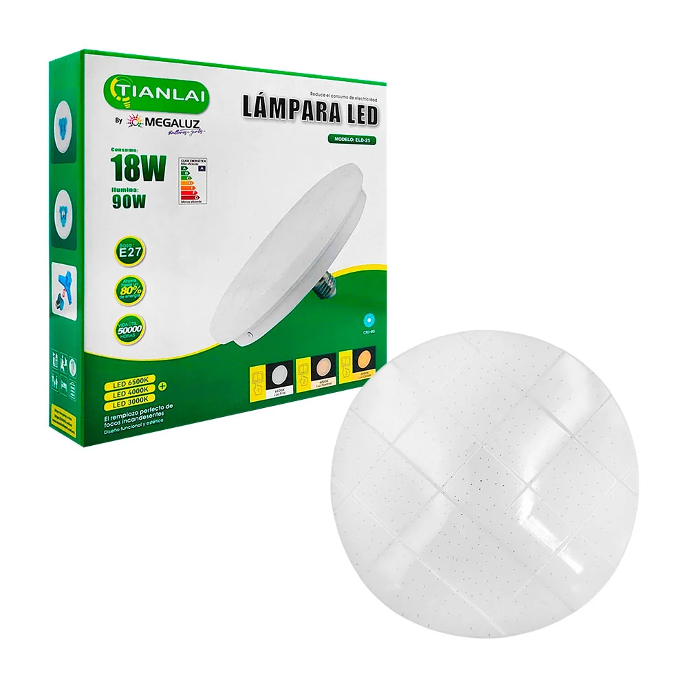 Lámpara plafón redonda 18w, 3 temperat...