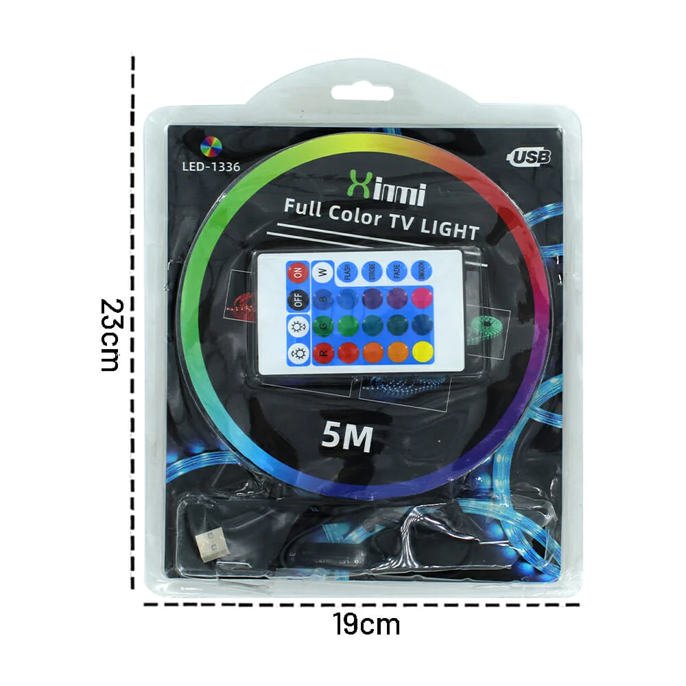 Tira led rgb usb xinmi de 5 metros con control remoto / led-1336