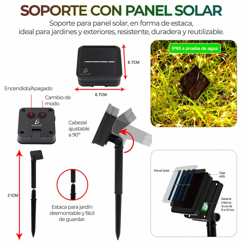 Serie de luces navideñas de colores con panel solar led.32