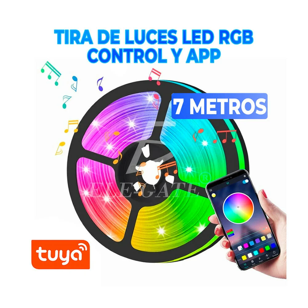 Tira de luces led rgb 5050, 7 metros + a...