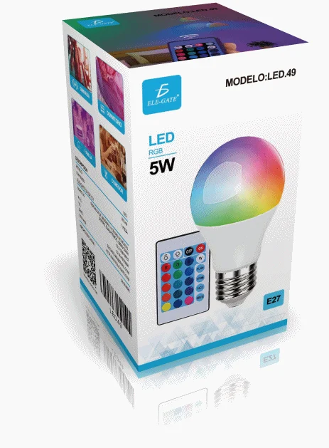 Foco led rgb con control remoto 5w / led...